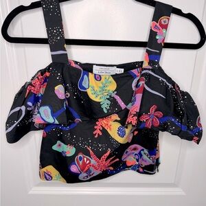 & Other Stories Coral Ruffled Crop Top Women’s Size 4